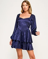 Trixxi Juniors' Long Sleeve Double-Tiered Dress