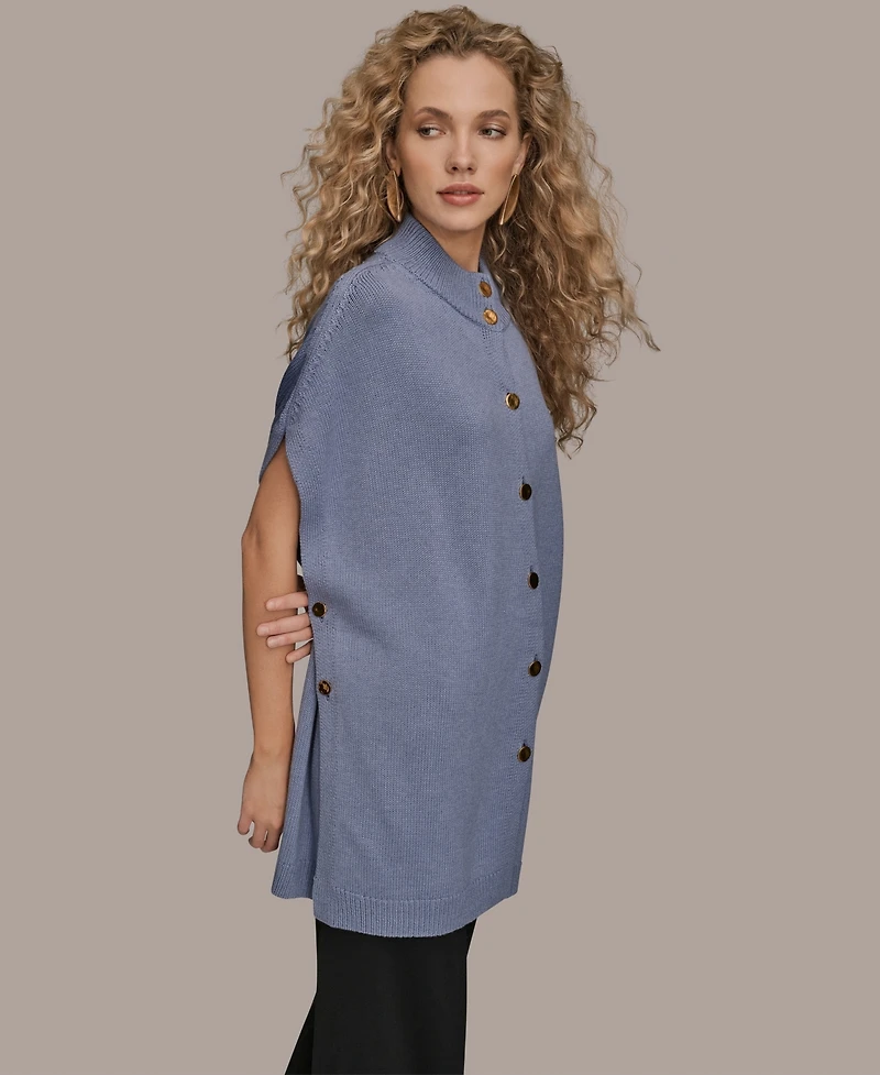 Donna Karan New York Women's Button Front Mock Neck Sweater