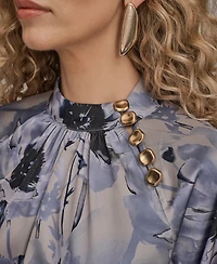 Donna Karan New York Women's Printed Mock Neck Top