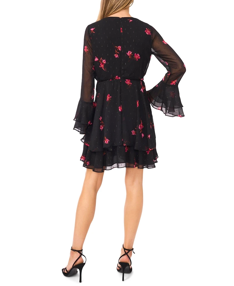 CeCe Women's Long Sleeve Ruffle Mini Dress
