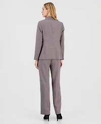 Kasper Womens Houndstooth One Button Jacket Houndstooth Wide Leg Pants