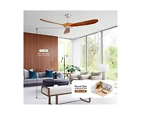 60-inch Modern Sand Nickel 3-Blade Ceiling Fans with Intelligent Remote Control and Timing Function