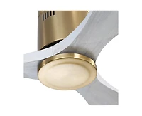 52-inch Modern Golden Sliver 3 Solid Wood Blade Ceiling Fan with 6-speed Remote Control and Forward Reverse Rotation Function for Indoor