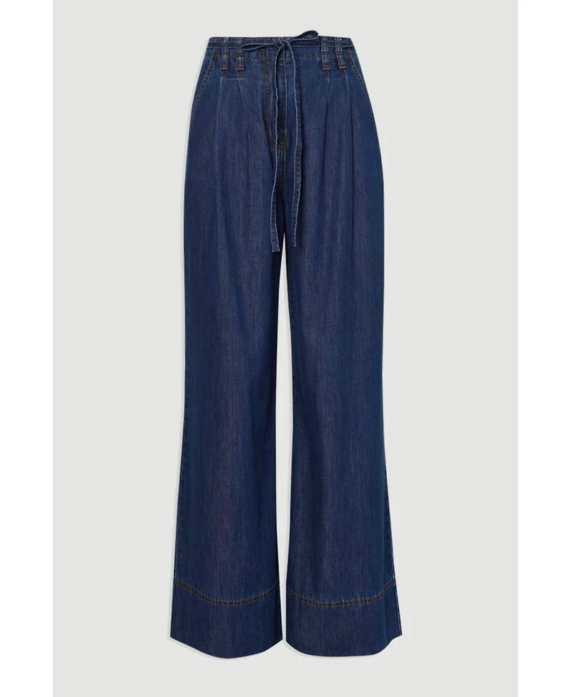Karen Millen Women's Denim Wide Legged Pants