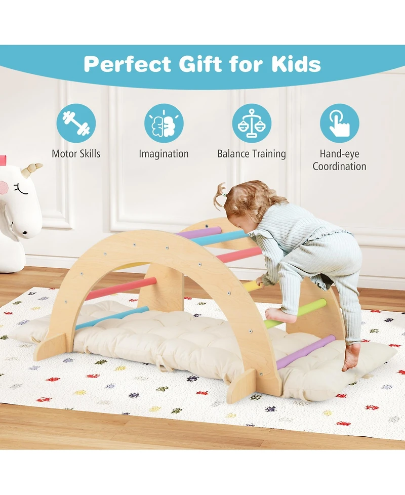 Sugift 6 in 1 Kids Climbing Arch Playset wIth Removable Cushion and Stoppers