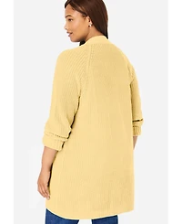Woman Within Plus Button-Front Shaker Cardigan