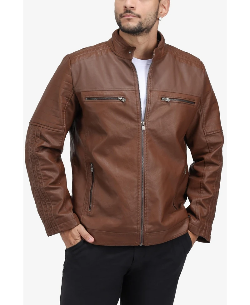 Xray Men's Grainy Pu Leather Moto Jacket