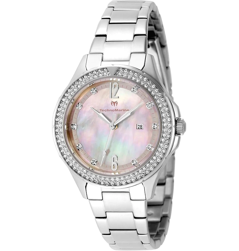 Technomarine Women's Tm-826013 Luna Quartz Pink, White Dial Watch