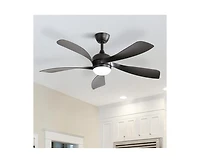 52-inch Black Modern Downrod Indoor Abs 5 Blades Led Ceiling Fan Light with Remote Control Support Six Speed Ajustable