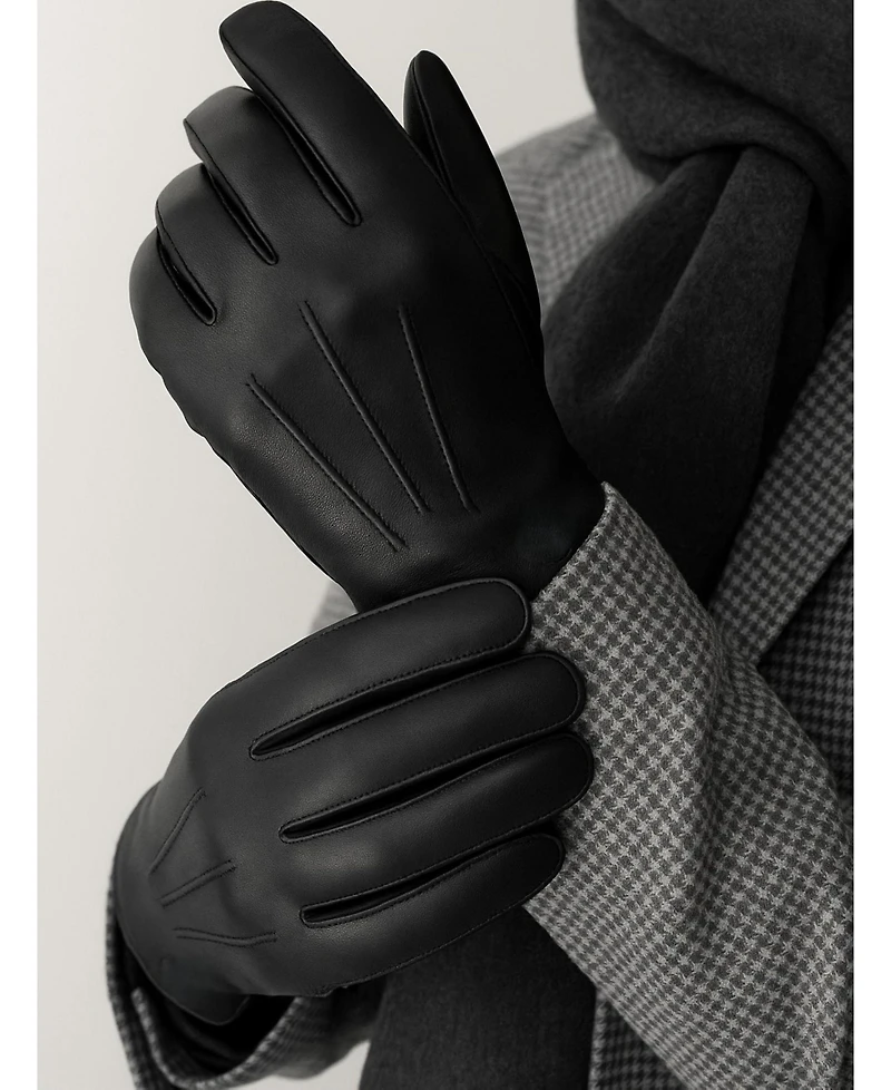 Kessler Men's Men`s Premium Lamb Leather Touchscreen Gloves "Carl" Cashmere Lining