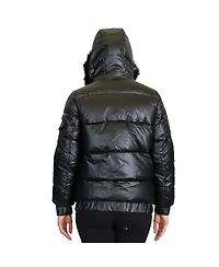 Spire By Galaxy Women's Full Zip Heavyweight Bubble Jacket With Detachable Faux Fur Hood