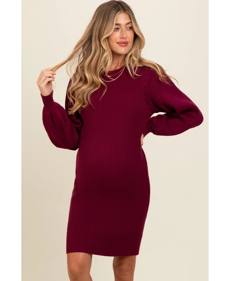 Pinkblush Maternity Camel Bubble Sleeve Sweater Dress