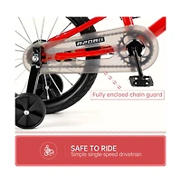 Artudatech 16" Children Bicycle Toddlers Bike with Training Wheels Basket Kickstand Red