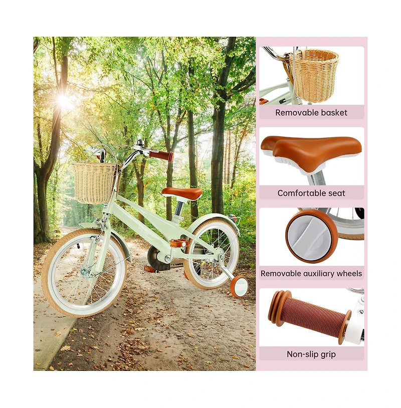 Artudatech 16 inches Kid's Bike Child Bicycle for Ages 7-9 Years Boys and Girls with Basket