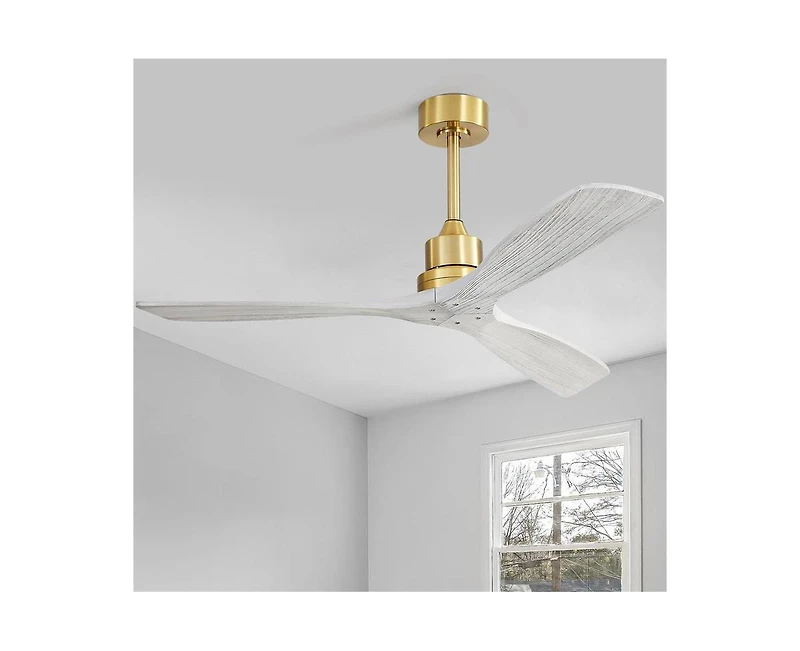 52-inch Modern Golden 3 Blades Walnut Ceiling Fan with 6 Speed Remote control and Timing and Forward Reverse Rotation Function for Indoor