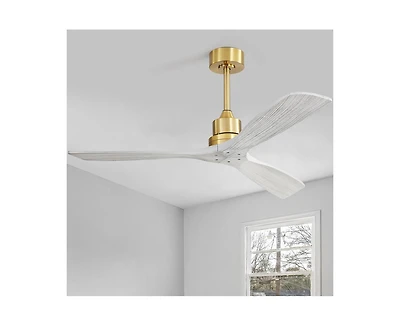 52-inch Modern Golden 3 Blades Walnut Ceiling Fan with 6 Speed Remote control and Timing and Forward Reverse Rotation Function for Indoor