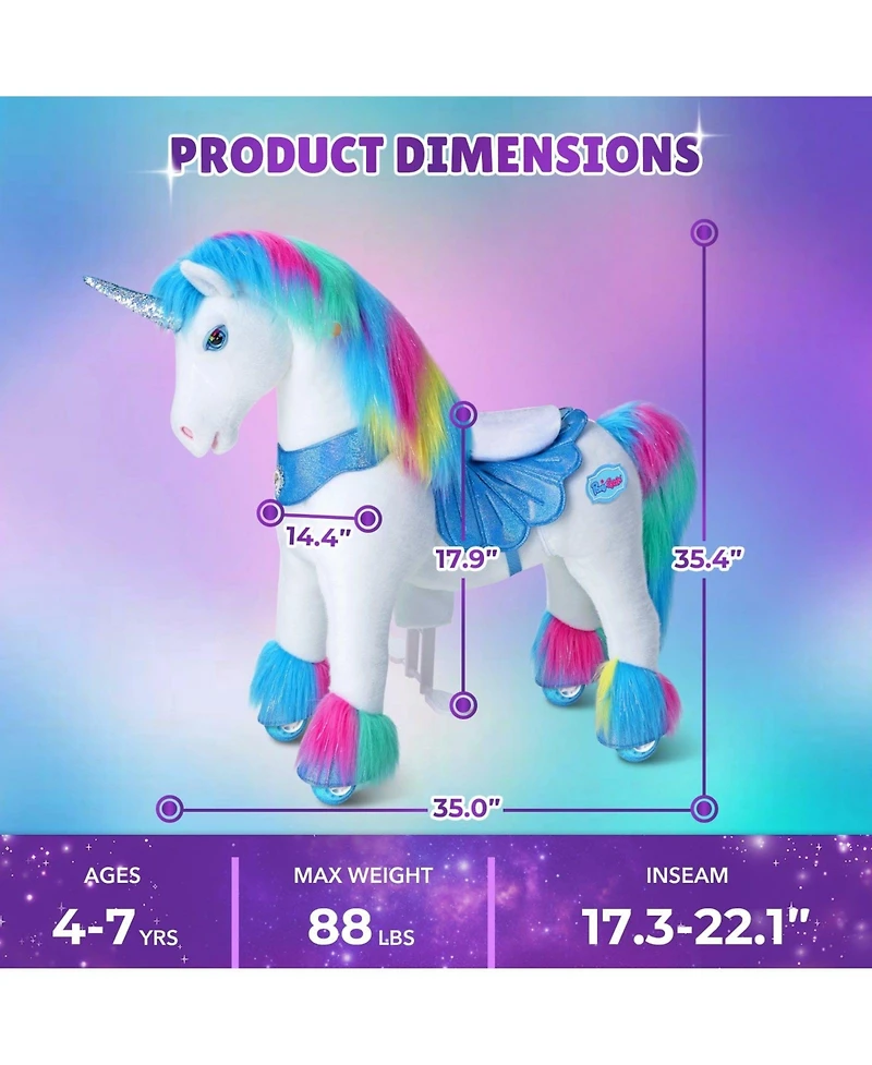 PonyCycle Model Y Rainbow Unicorn Rideable Toy for Age 4