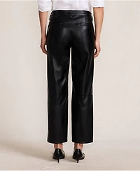 Lands' End Women Faux Leather Mid Rise Relaxed Straight Leg Crop Pants