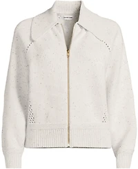 Lands' End Plus Drifter Large Collar Zip Front Cardigan Sweater