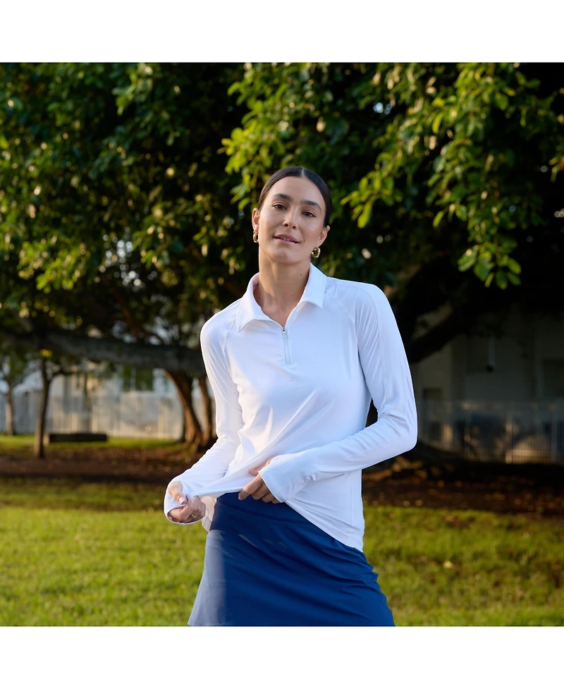 BloqUV Women's Upf 50+ Sun Protective Quarter Zip Polo