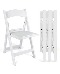 Sugift 4 Pack White Resin Folding Chairs with Padded Seats - Indoor/Outdoor