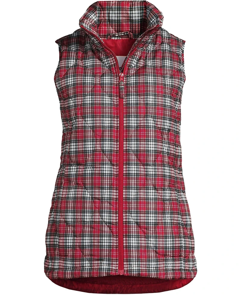 Lands' End Women's Tall Print FeatherFree Quilted Insulated Vest
