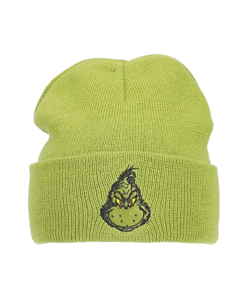 The Grinch Men's Embroidery Green Acrylic Yarn Standard Cuff Beanie