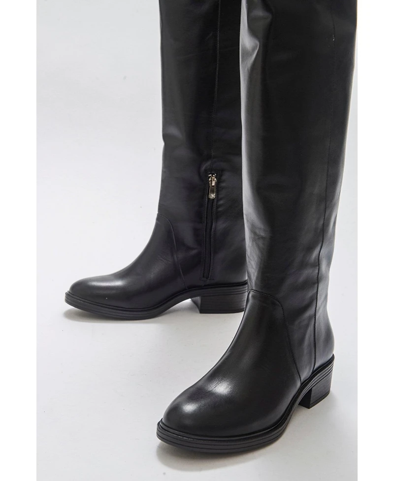 Forever & Always Shoes Petya Leather Over the Knee Boot (Women)