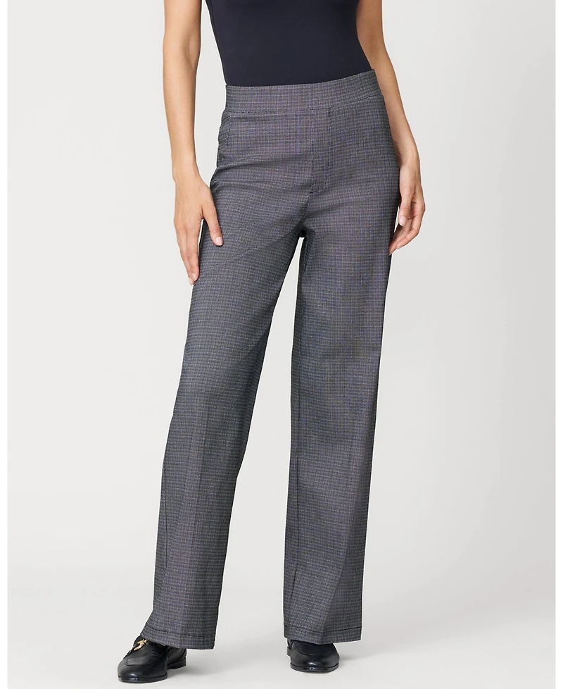 Cable & Gauge Women's Micro Grid Wide Leg Pull On Pant