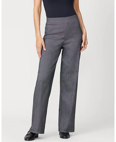 Cable & Gauge Women's Micro Grid Wide Leg Pull On Pant