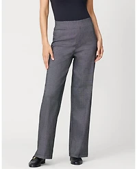 Cable & Gauge Women's Micro Grid Wide Leg Pull On Pant