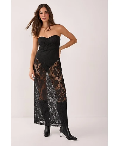 Nasty Gal Women's Lace Bandeau Sheer Maxi Dress
