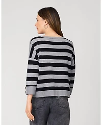 Cable & Gauge Women's Stripe Drop Shoulder Sweater