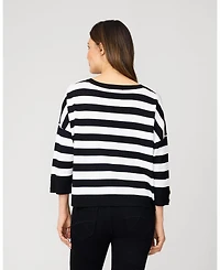Cable & Gauge Women's Stripe Drop Shoulder Sweater