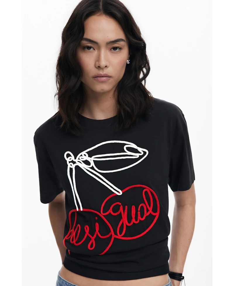 Desigual Women's Cherry embossed T-shirt