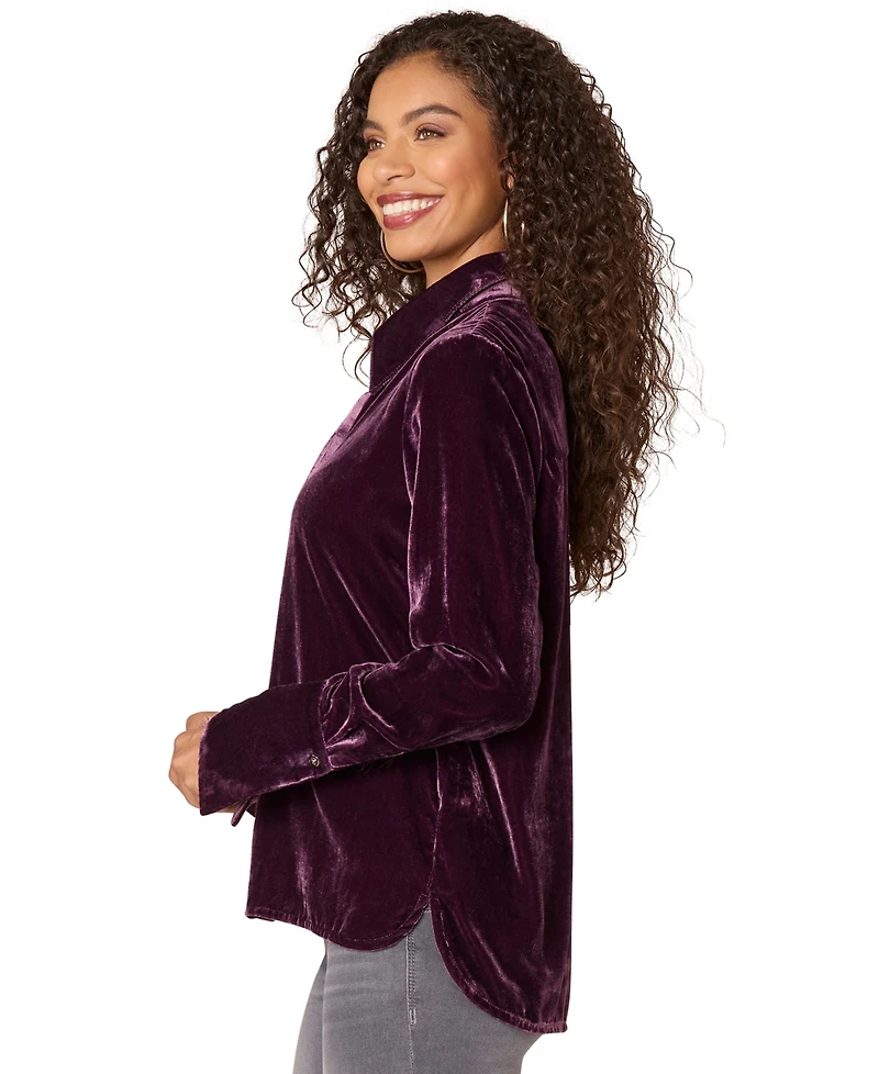 Democracy Women's Long Sleeve with French Cuff Shirt