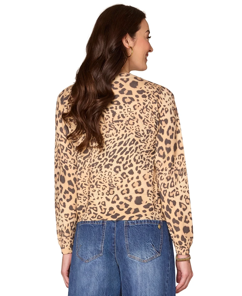 Democracy Women's Long Sleeve Sequin Printed Sweater