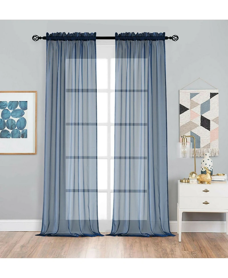 Designer Sheer Voile Rod Pocket Curtains For Small Windows