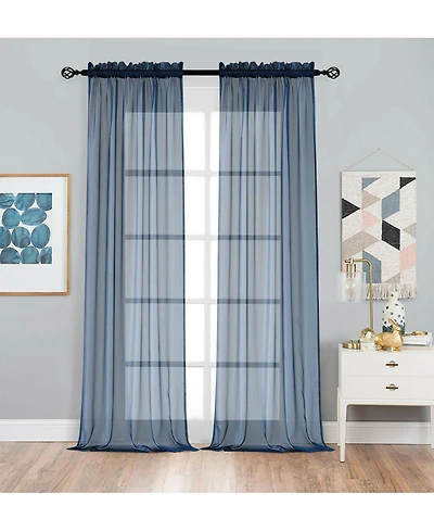 Designer Sheer Voile Rod Pocket Curtains For Small Windows