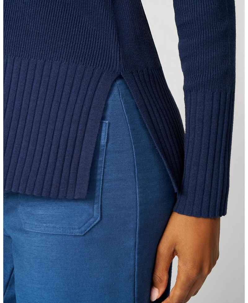 Cable & Gauge Women's V-Neck Rib Tunic Sweater