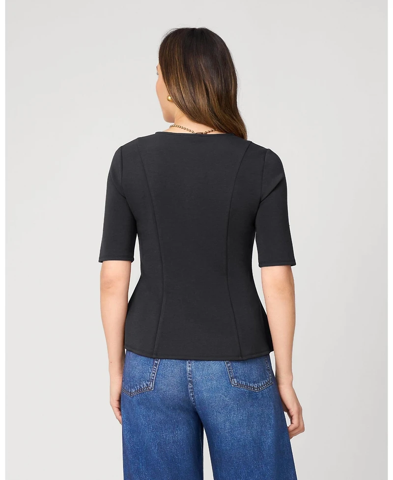 Cable & Gauge Women's Minimalist Scuba Peplum Top