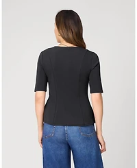 Cable & Gauge Women's Minimalist Scuba Peplum Top