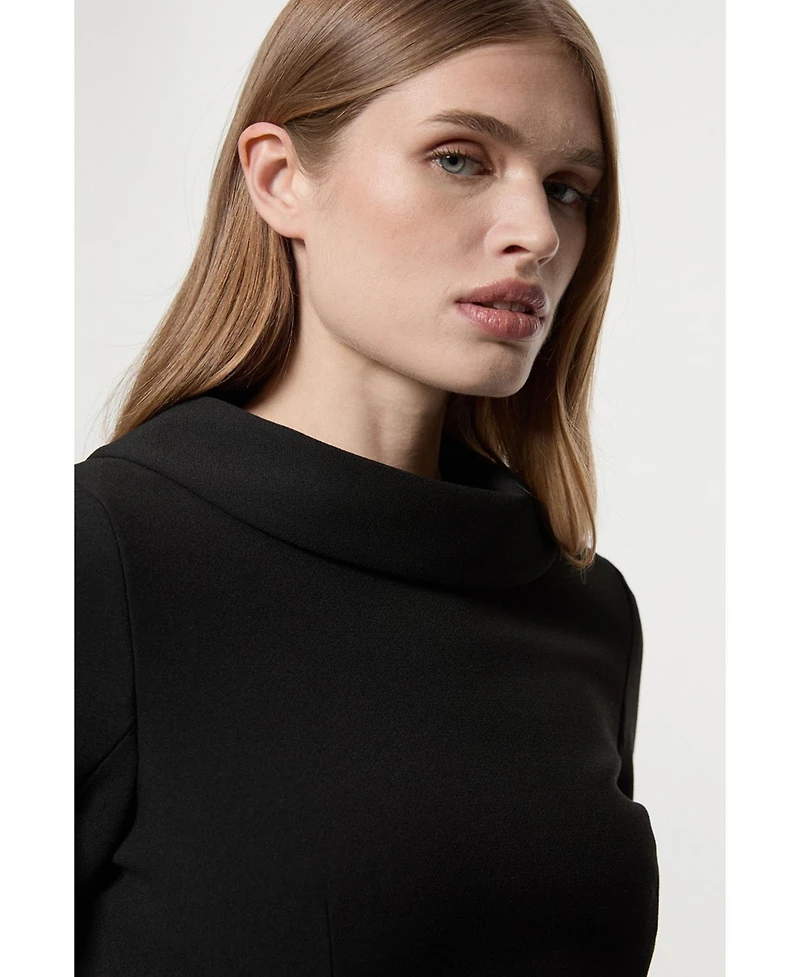 Karen Millen Women's Crepe Roll Neck Midi Dress
