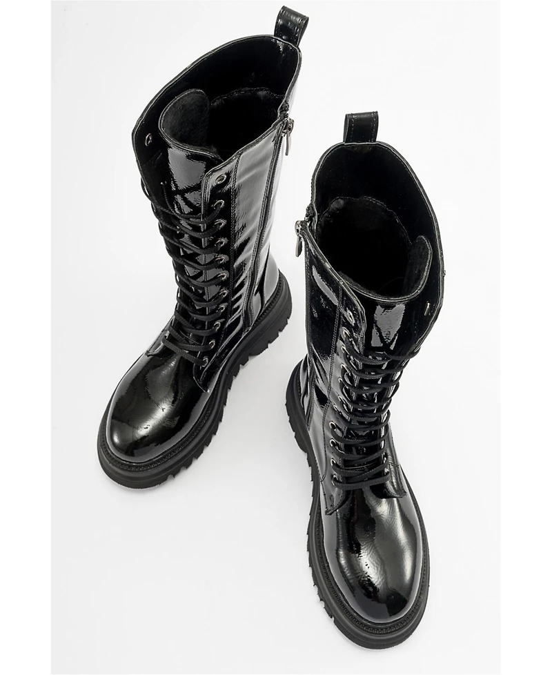 Prologue Shoes Piola Patent Combat Boot (Women)