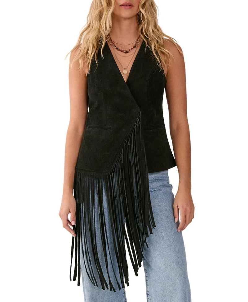 Nasty Gal Women's Premium Suede Fringe Waistcoat