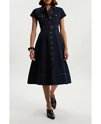 Karen Millen Women's Denim Corset Midi Dress