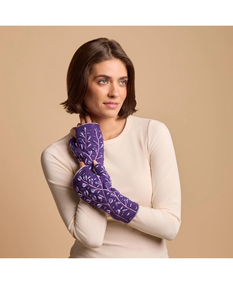 Feelgoodz Women s Artisan Crafted Fleece Lined Color Block Fingerless Gloves