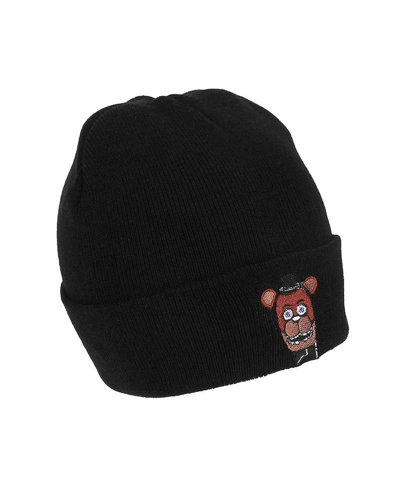 Five Nights At Freddy'S Men's Freddy Embroidery On Acrylic Knit Standard Cuff Beanie