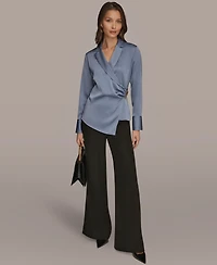 Donna Karan New York Women's Wrap Long Sleeve V-Neck Top