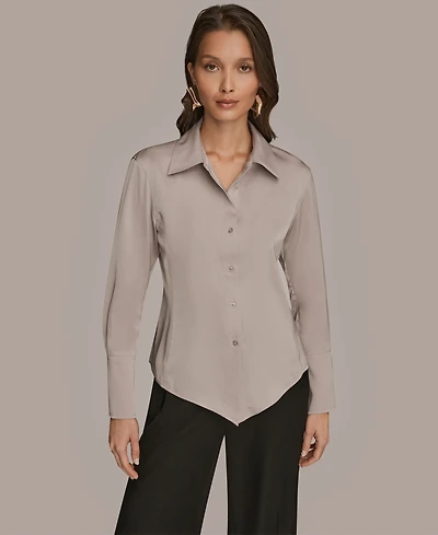 Donna Karan New York Women's Collared Long Sleeve Top
